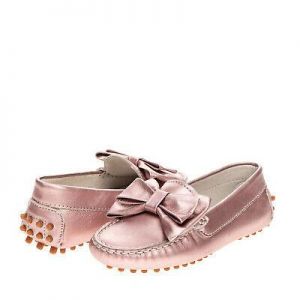 RRP €120 MONTELPARE TRADITION Kids Leather Moccasin Shoes EU27 UK9.5 US10.5 Bow
