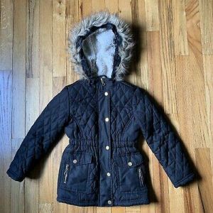 Girls Cat & Jack Jacket Size XS (4-5) Removable Fur Lined Hood VGUC