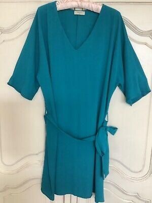 market10 fashion GORGEOUS - PAPAYA - TUNIC DRESS TOP  - TURQUOISE BLUE - TIE BELT - SIZE 18