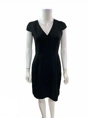 J Crew Suiting Women’s Size 2 Short Sleeve V Neck Solid Black Sheath Dress