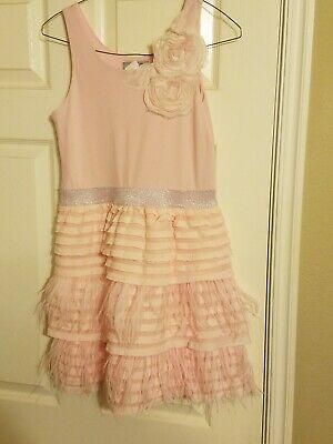 Size 16 Girls Pink Dress with Feathered Skirt by Elisa B