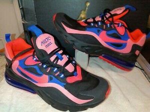 Nike Air Max 270 React (GS) Shoes Size 5Y Black/Flash Crimson CT1579 001